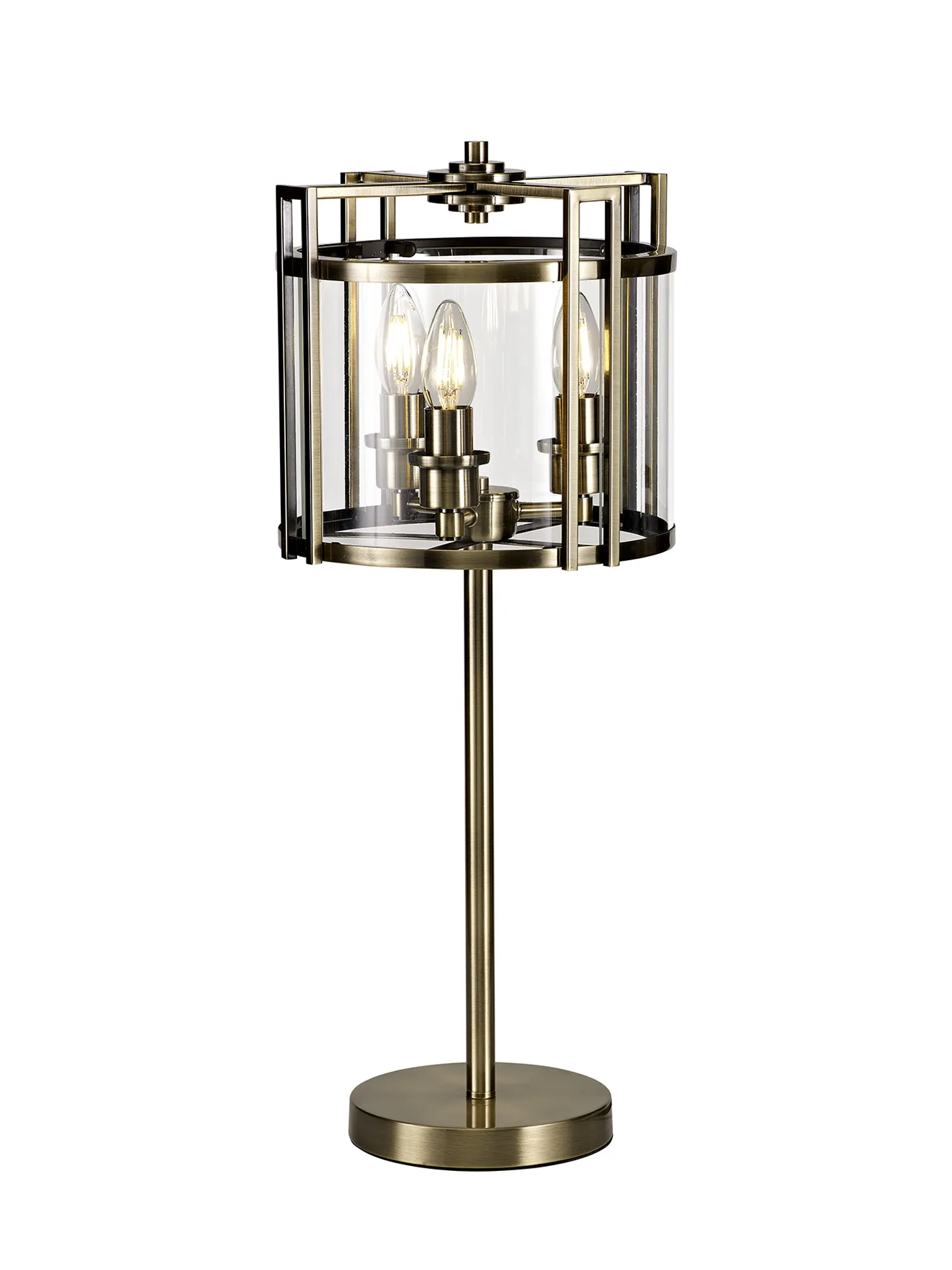 IL31097  Eaton 64cm Table Lamp 3 Light Antique Brass